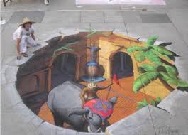 3-D effect street painting