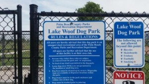 Lake Woof Dog Park information sign John Prince Park